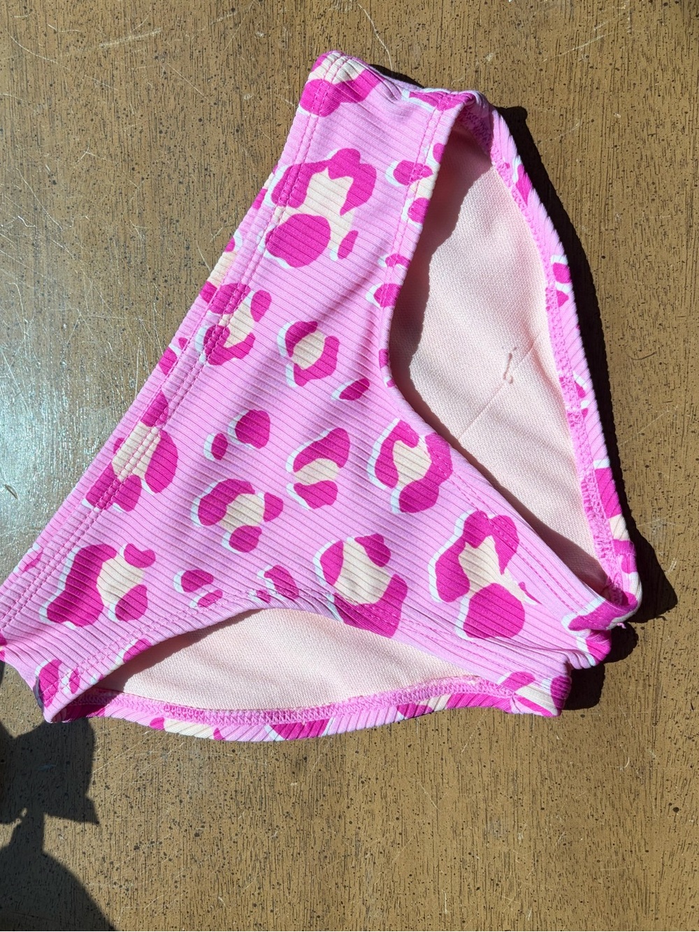 Cat & Jack Girls Pink Leopard Swim Bottoms 5/6 Ribbed Bikini Bottoms